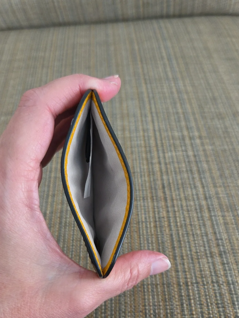 Marc Jacobs Style Leather Card Holder in Brown, Yellow & Cream